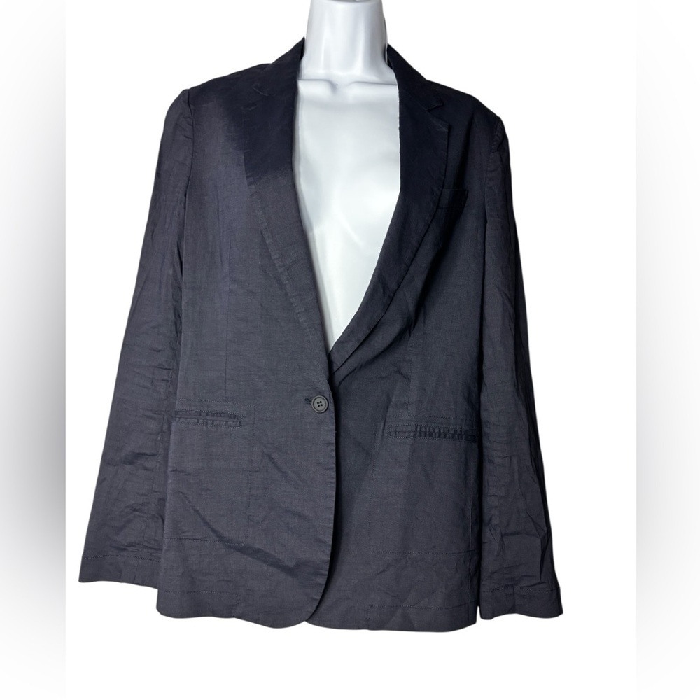 THEORY Clean Blue Linen Blend Work Office Blazer Jacket Size 6